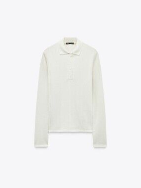 NWT ZARA WHITE SOFT POLO COLLAR JUMPER